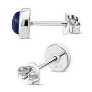 Lapis Lazuli Round Silver Stud Earrings, e421st